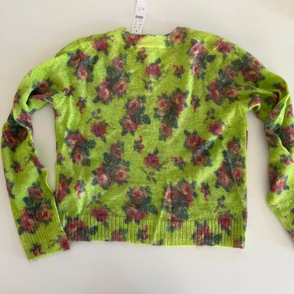 NWT J.Crew Brushed wool blend crewneck sweater / lemon rose garden - Picture 3 of 10